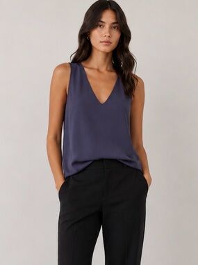 Babaton Deep Navy V-Neck Sleeveless Top